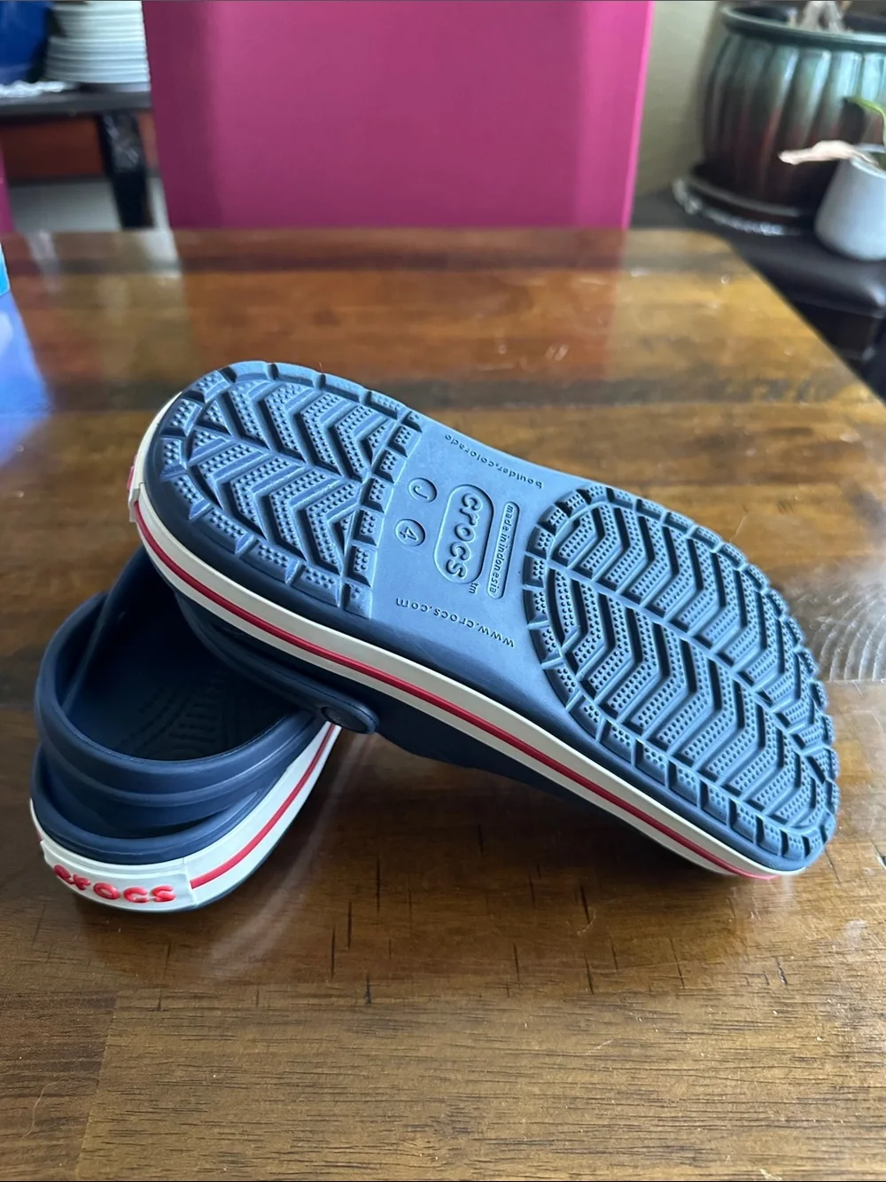 CROCS Kids Navy Clogs with Red Accent